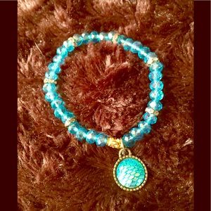 Mermaid Aqua Blue Stretch Rhinestone bracelet
